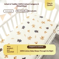 Drap-housse bébé en pur coton tricoté, imprimé animaux de dessin animé, ensemble de literie pour nouveau-nés et enfants