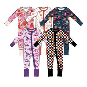 Yihui OEM/ODM op maat gemaakte fabriek, geen invoerrechten, bamboevezel gebreide baby rompers, casual print pyjama's, tweerichtingsrits, unisex voor de zomer - Product Image 5