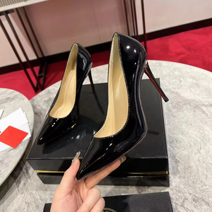 Zapatos de Diseñador de Lujo, Negros, de Cuero Genuino, Elegantes para Mujer, con Suela Roja, Zapatos de Vestir, Tacones Altos con Plataforma para Damas - Product Image 2