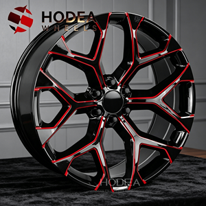 Jantes en alliage noir brillant avec accent rouge de 15 à 24 pouces, 5/6 trous, jantes sport pour pick-up/SUV/camion, jantes personnalisées de rechange - Product Image 1