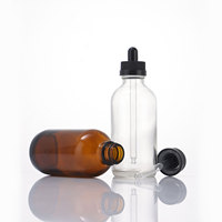 Flacon compte-gouttes en verre Boston transparent ambré, récipient cosmétique rond pour huile essentielle, sérum, teinture, emballage pour soins de la peau