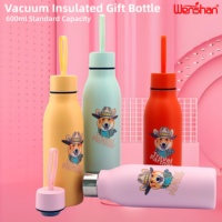 Botella de Agua de Acero Inoxidable 304 con Cuerda, Aislada al Vacío de Doble Pared, 600 ml, para Niños Escolares, Regalo con Logotipo Personalizado