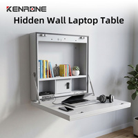 Bureau d'ordinateur mural pliable blanc personnalisé pour petits espaces, bureau d'ordinateur portable d'angle avec petite boîte de rangement sécurisée
