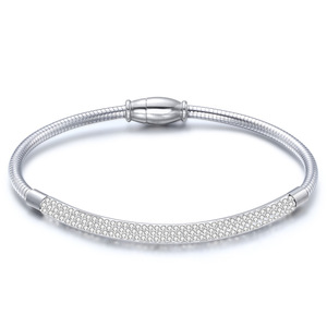 Bracelet en acier inoxydable avec chaîne serpent et strass, fermeture magnétique, pour femme, bijoux cadeau - Product Image 1
