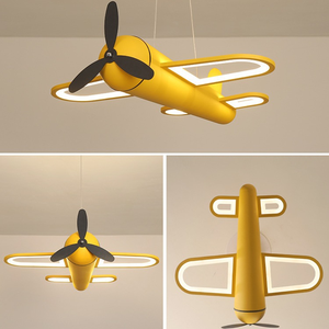 Lampe suspendue LED créative jaune à 3 pales en forme d'avion, luminaire moderne de dessin animé pour chambre d'enfant, plafonnier de chambre à coucher - Product Image 3