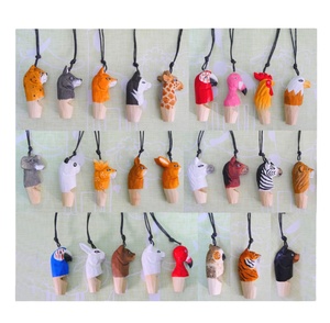 Đồ chơi trẻ em Đồ chơi bằng gỗ thủ công gỗ khắc động vật Keychain còi - Product Image 1