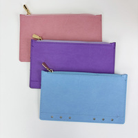 Derniers porte-cartes durables en cuir de galet 6 trous Planner Insert Pocket Accessories Gold Zipper Pouch Storage A6 Binder Flyleaf