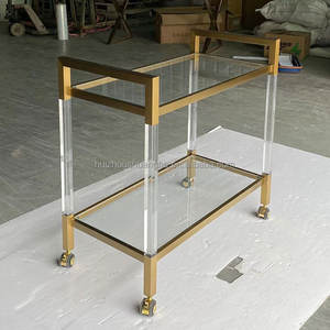 आधुनिक लक्जरी मिनी कॉफी बार मोबाइल कार्ट मूल कारखाने स्टेनलेस स्टील एक्रिलिक ट्रॉली होम होटल और डाइनिंग उपयोग के लिए - Product Image 3