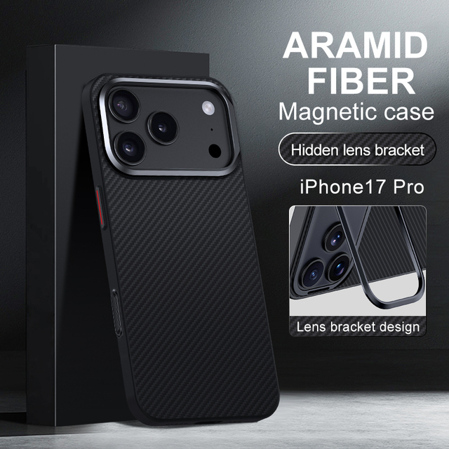 Laudtec Camera Frame Holder Phone Case Aramid Fiber for iphone Air 17 16 Pro Max Strong Magnetic Simple Black Customized Sjk1099