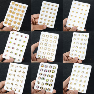 Custom Designer Trendy Ball Shape 14K <b>Gold</b> Plated Zircon Stud <b>Earrings</b> <b>Set</b> for Unisex Anniversary Wholesale Bulk - Product Image 5