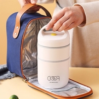 Set de Boîtes à Repas Isothermes Bento en Acier Inoxydable Garde-au-Chaud pour Enfant à l'École avec Sac Repas