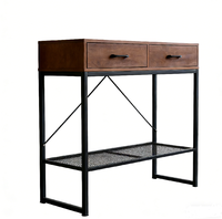Table console moderne en fer et bois avec 2 tiroirs pour salon et table d'appoint pour hôtel pour salon Tiroir en bois