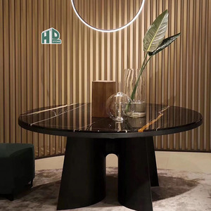 Bàn ăn bằng đá cẩm thạch tròn màu đen Lauren với tĩnh mạch Vàng hdstone <span class=keywords><strong>Sahara</strong></span> Noir Bàn cà phê đen - Product Image 1