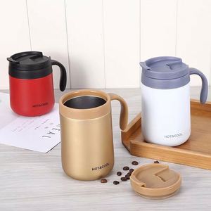 Mug à café isotherme en acier inoxydable 304 avec logo personnalisé, poignée et couvercle à vis, 350/500 ml, cadeaux d'affaires américains - Product Image 4