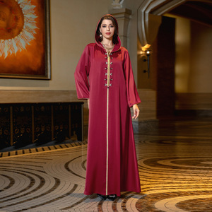 Abito Musulmano Mediorientale con Diamanti e Nastri, Vestito Estivo Modesto, Abaya Dubai Marocchina, Abbigliamento Etnico Femminile - Product Image 4