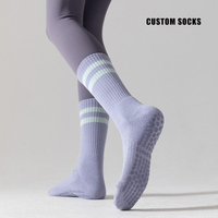 Haute Qualité Personnalisé Conception Personnalisée Bambou Coton Logo Brodé Coloré Anti-dérapant Grip Gym Yoga Pilates Chaussettes
