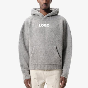 Sudadera con capucha de invierno personalizable para hombre, tejido con patrón 3D de punto polar, Color sólido, serigrafía bordada, ecológica - Product Image 3