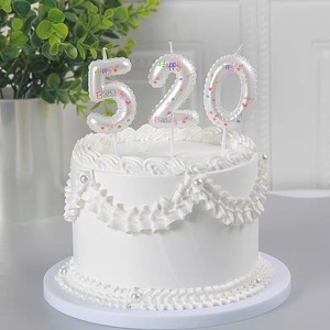 Velas de Cumpleaños con Número en Degradado Rosa, Adornos para Pastel con Globos Blancos, Decoración Estilo Ins para Fiestas de Cumpleaños - Product Image 3