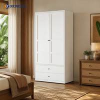 Armoire en acier blanc avec portes de placard supérieures, meuble de rangement autoportant pour vêtements, idéal pour l'organisation de la chambre à coucher à la maison