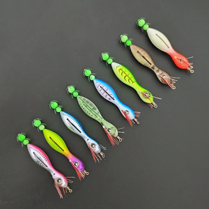 Nuevo diseño de gancho de caminata 107mm/8,4g Plantilla de calamar Egi pulpo señuelo de camarón de madera cebo luminoso Señuelos de Pesca de calamar estilo coreano - Product Image 1
