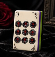 JOYF Halloween Ensemble de Mahjong Américain Rétro Floral en Acrylique pour 4 Joueurs, Tuiles de Luxe Thème Gothique, Jeu de Table Festif Universel