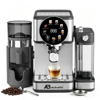 Cafetera Espresso Compacta y Silenciosa Anbolife de 20 Bares con Molinillo Integrado, Filtro Doble de Acero Inoxidable, Protección Contra Sobrecalentamiento y Sobrepresión