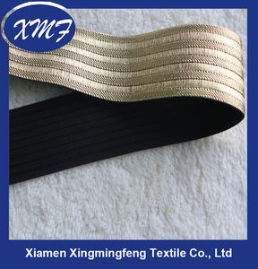 Fascia elastica <span class=keywords><strong>metallica</strong></span> Color oro da 5cm con nastro stampato in lamina lucida dorata e argento - Product Image 3