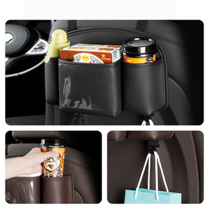 Carclean Neueste Luxus-Autositz-Rückentasche aus PU-Leder mit 3 Fächern, Haken und Multifunktions-Getränkehalter - Product Image 5