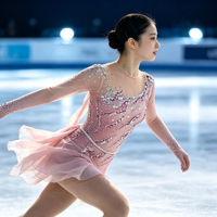 Robe de patinage artistique rose à strass, dos nu, manches longues, en maille, costume de compétition de patinage sur glace, personnalisé pour filles et femmes