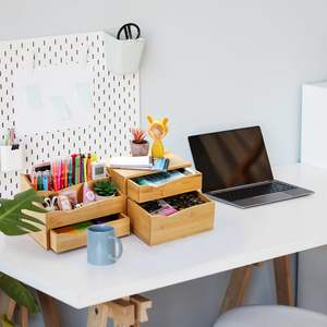 Organizador de Escritorio de Bambú, Caja de Escritorio de Bambú para Oficina, Sin Contaminación, para Maquillaje, Tocador, Múltiples Usos, Cosméticos, Dormitorio, Oficina, Ensamblado - Product Image 6