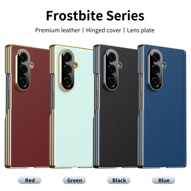 New Trendy PU Leather Luxury Phone Cover for Samsung Galaxy Z Fold 7 6 5 4 All-inclusive Shockproof Protection Plated Fold Case