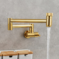 Robinet de salle de bain mural moderne de haute qualité à double articulation avec douchette latérale, installation monotrou, double poignée en laiton