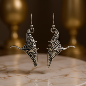 E3946 Orecchini Pendenti a Forma di Ali in Argento Anticato, Argento Sterling 925, Gioielli Vintage da Donna per Uso Quotidiano - Product Image 2