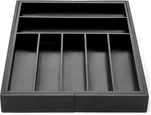 Organizador de Cubiertos de Bambú Negro Premium Grande y Expandible para Cajón de Cocina con Divisores - Product Image 5
