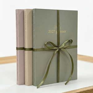 LABON Artisanal - Juego de 3 agendas anuales 2027 con encuadernación cosida a mano, 180 páginas °   <span class=keywords><strong>Agenda</strong></span> académica plana para profesionales creativos - Product Image 1