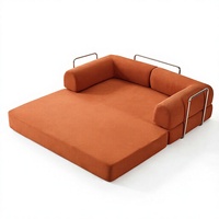 Canapé-lit convertible modulaire deux places en mousse haute densité avec structure en acier inoxydable, 4 options de taille pour salon, appartement, hôtel