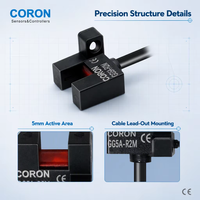 Interrupteur optique CORON GG5A-R2M-P à sortie PNP, type traversant, profondeur de rainure 5 mm, contrôle de haute précision, forme R, câble de 2 m