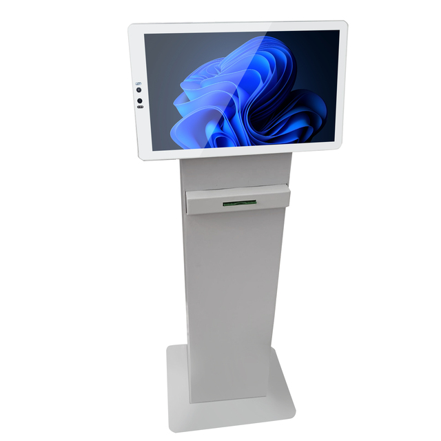 Floor Standing 21.5 Inch Touch Screen Self Service Ordering Kiosk with SDK Restaurant QR Scanner & Receipt Printer