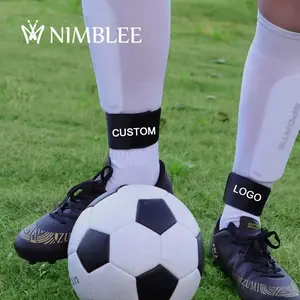 Logotipo personalizado branco anti derrapante elástico shin guarda ficar tornozelo protetora pressão segurando banda outdoor futebol shin guarda cintas