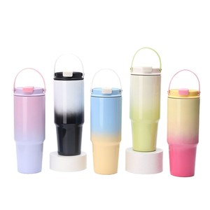 Gradient Handle Stainless Steel Vacuum Insulated Tumbler 30oz Travel Car Mug - Product Image 3