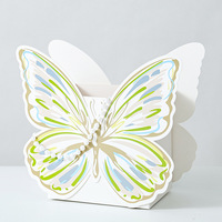 Boîte à fleurs en papier en forme de papillon avec logo personnalisé, poignée en perles, porte-bouquet en carton pour décoration florale de mariage