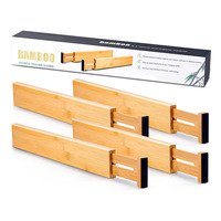 Personnalisable Réglable Extensible Insert Clair Chaussette Sous-Vêtements Cuisine Bureau Bambou Tiroir Séparateurs Organisateur