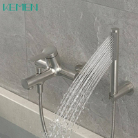 Mitigeur de douche et bain moderne de luxe en acier inoxydable 304 brossé, avec poignée unique et douchette à main