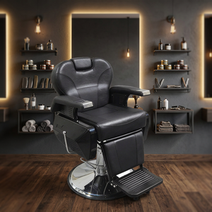 Fauteuil de Barbier Professionnel Personnalisable en Cuir PU Inclinable de Luxe, Design Traditionnel, Usage Commercial, Hydraulique, pour Massage – Vente en Gros - Product Image 3