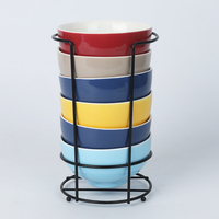 Mini bols en céramique émaillée colorée, coffret cadeau, bol en céramique coréen avec support métallique