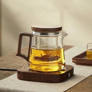 Set da tè in vetro borosilicato da 600 ml, stile cinese, fatto a mano, <span class=keywords><strong>con</strong></span> coperchio e manico in legno, per preparare il tè sfuso a casa o in ufficio. - Product Image 3