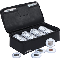 Boîte de rangement pour pièces de monnaie ignifuge, 36 capsules porte-pièces avec joint en mousse