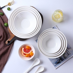 Bols en <span class=keywords><strong>porcelaine</strong></span> blanche toutes tailles, lignes concentriques simples et fines, finition lisse et brillante sous l'underglaze, sans BPA, étanches et écologiques - Product Image 2