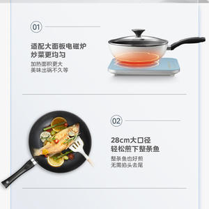 Sartén Antiadherente Midea de 28 cm, Redonda, Blanca, con Tapa, para Estufas de Inducción y de Gas - Product Image 3