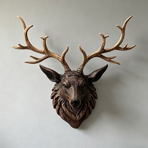 BZY Tête de <span class=keywords><strong>cerf</strong></span> en résine personnalisable, style américain, luxe léger, décoration murale pour entrée de maison et mur de fond. - Product Image 1